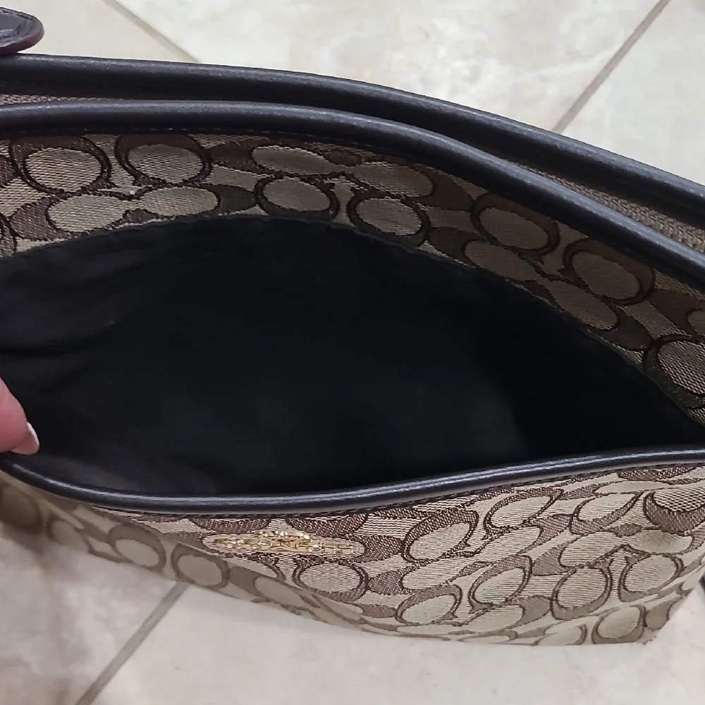 Coach Tan and Brown Signature Crossbody Bag